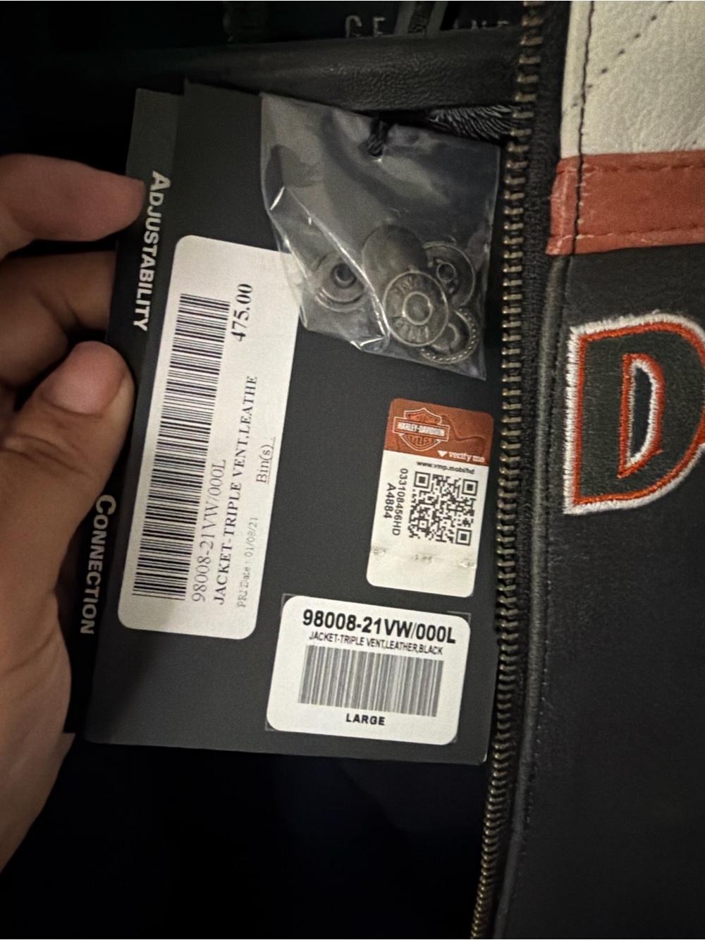 Harley-Davidson Black, Cream & Orange Racing Leather Jacket - Picture 2 of 10
